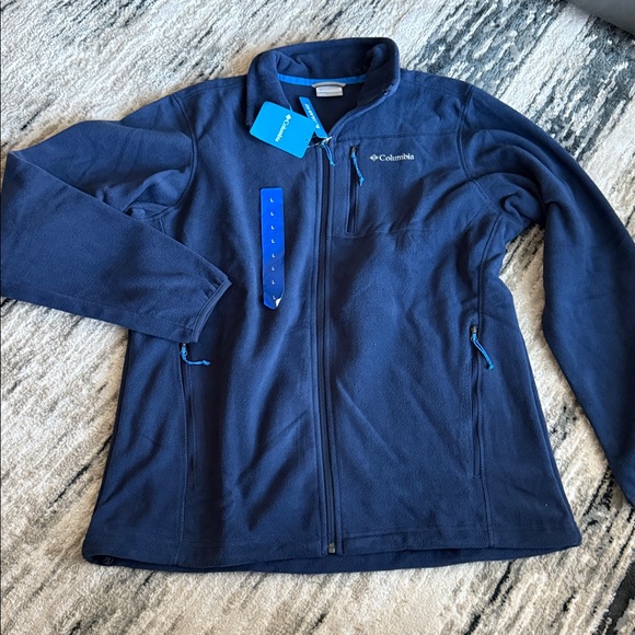 Columbia Men’s Thompson Peak Full Zip Fleece Jacket Collegiate Navy Blue Large L - Picture 2 of 3